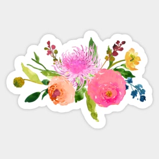 Floral Watercolor, Pink Renunculus Sticker